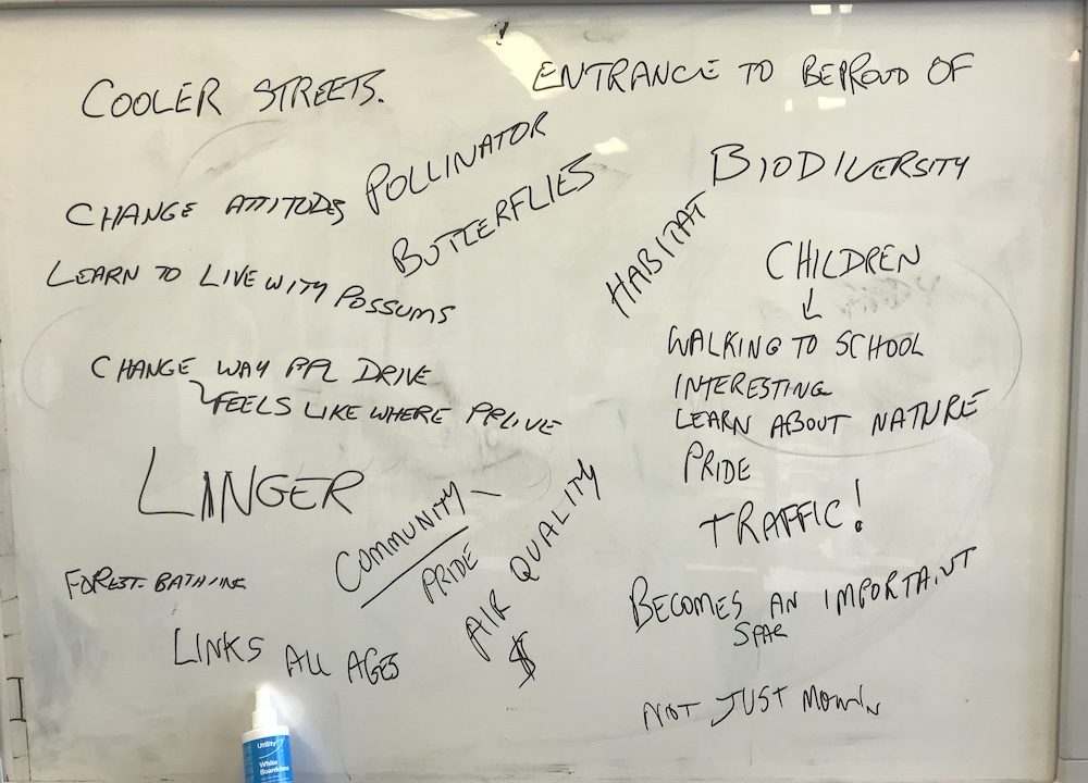 photo of whiteboard showing items in text below